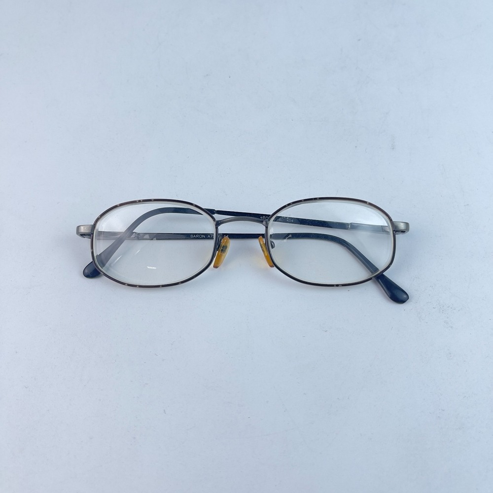 Baron‎ A7057 Men's Eyeglasses Frame Silver Metal Full Rim Rectangle 48-20-140 mm - Picture 12 of 12